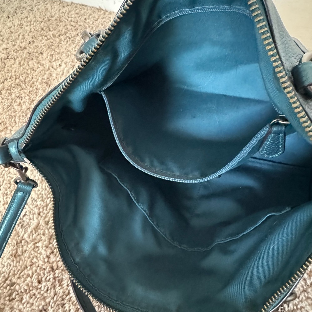 Coach Metallic Teal Pebble Leather 2 way Crossbody with Matching Wallet - Picture 7 of 14